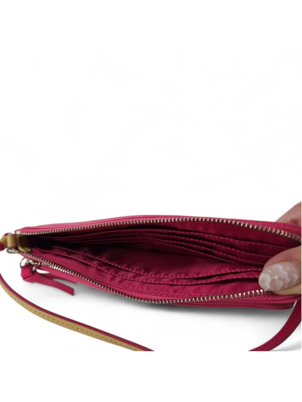 Coach Bleeker Double L Zip Wristlet in Edgepainted Leather in Tan and Pink NWT
